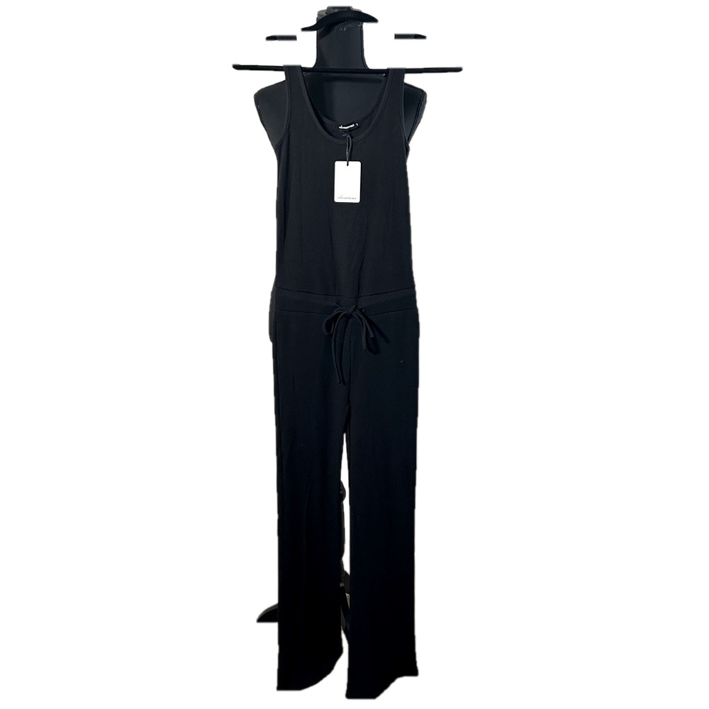 Olivaceous Women’s Comfortable Black Sleeveless Jumpsuit with Waist Tie, Size S